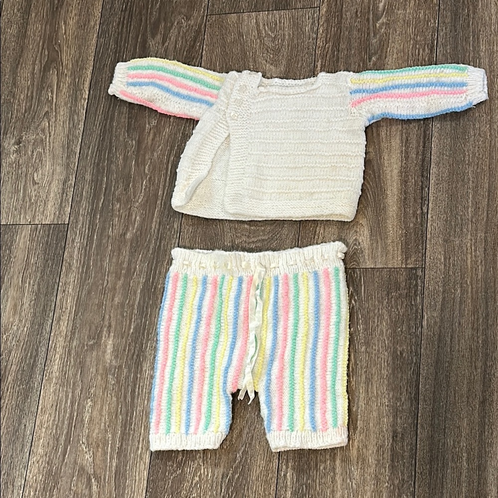 Colorful Striped Knit Baby Set